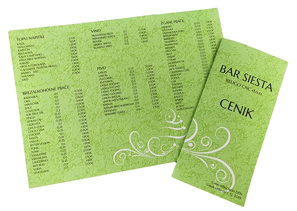 Ceniki, jedilniki - copigraf.si